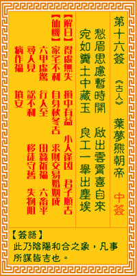 觀音靈簽第壹拾陸簽