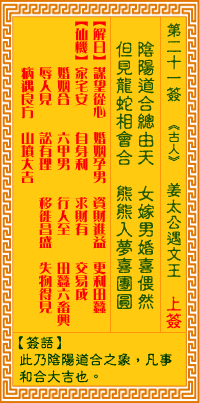 觀音靈簽第貳拾壹簽