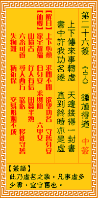 觀音靈簽第貳拾陸簽