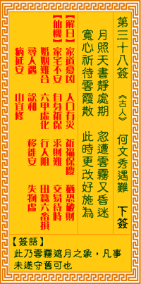 觀音靈簽第三拾捌簽