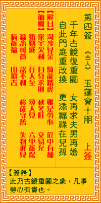 觀音靈簽第肆簽