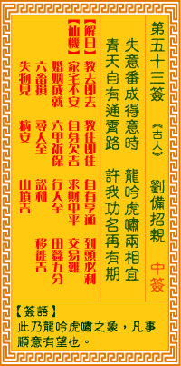 觀音靈簽第伍拾三簽