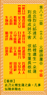 觀音靈簽第捌拾貳簽