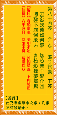 觀音靈簽第捌拾肆簽