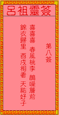 呂祖靈簽第捌簽：古人文敘中三元