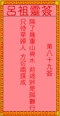 呂祖靈簽第捌拾玖簽：古人七擒孟獲